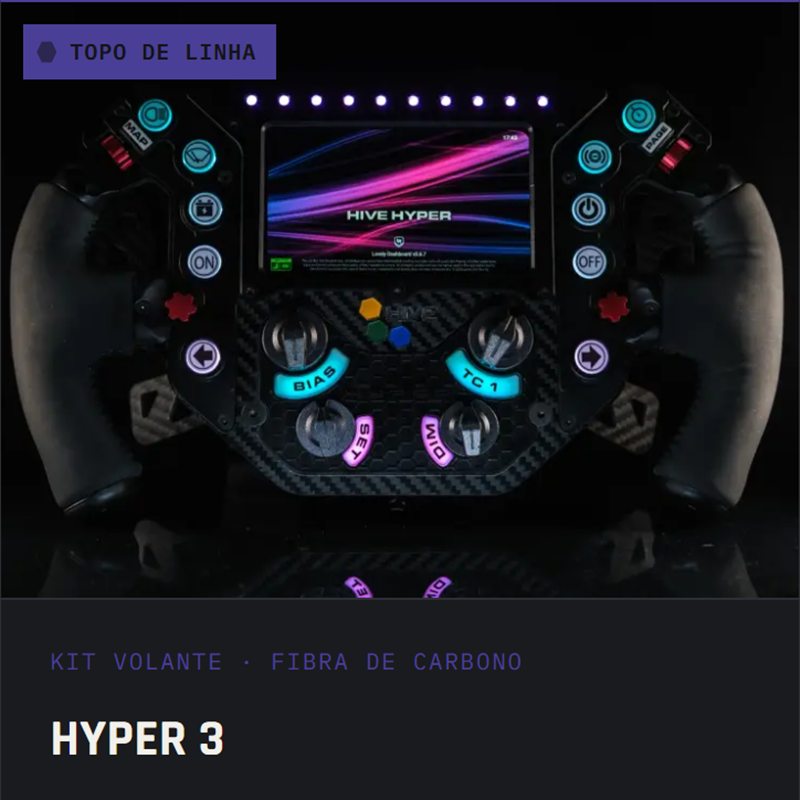 Cartão do kit Hyper 3 no catálogo da loja Hive Sim, com a foto do volante e a categoria